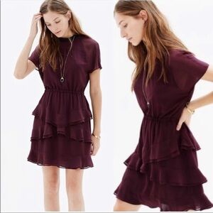 Madewell Plum Radiant Ruffle Tiered Dress